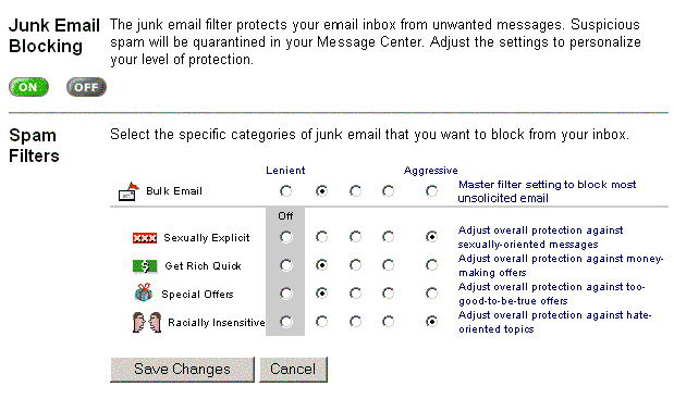 Junk Email Blocking