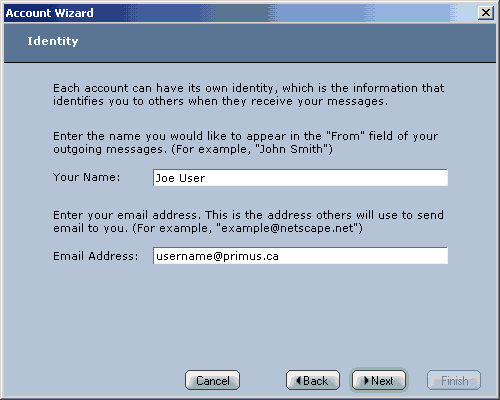 Account Wizard - Identity