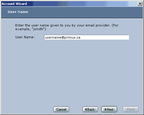 Account Wizard - User Name