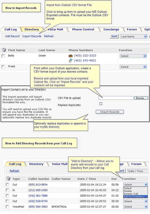 Call Directory Import / Add From Call Log