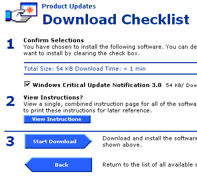 Windows Update - Download Checklist