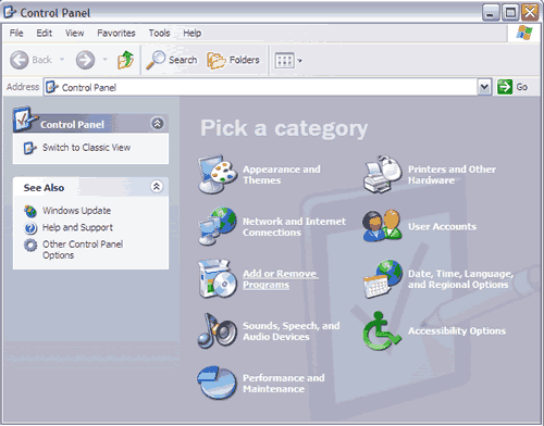 Windows XP Control Panel